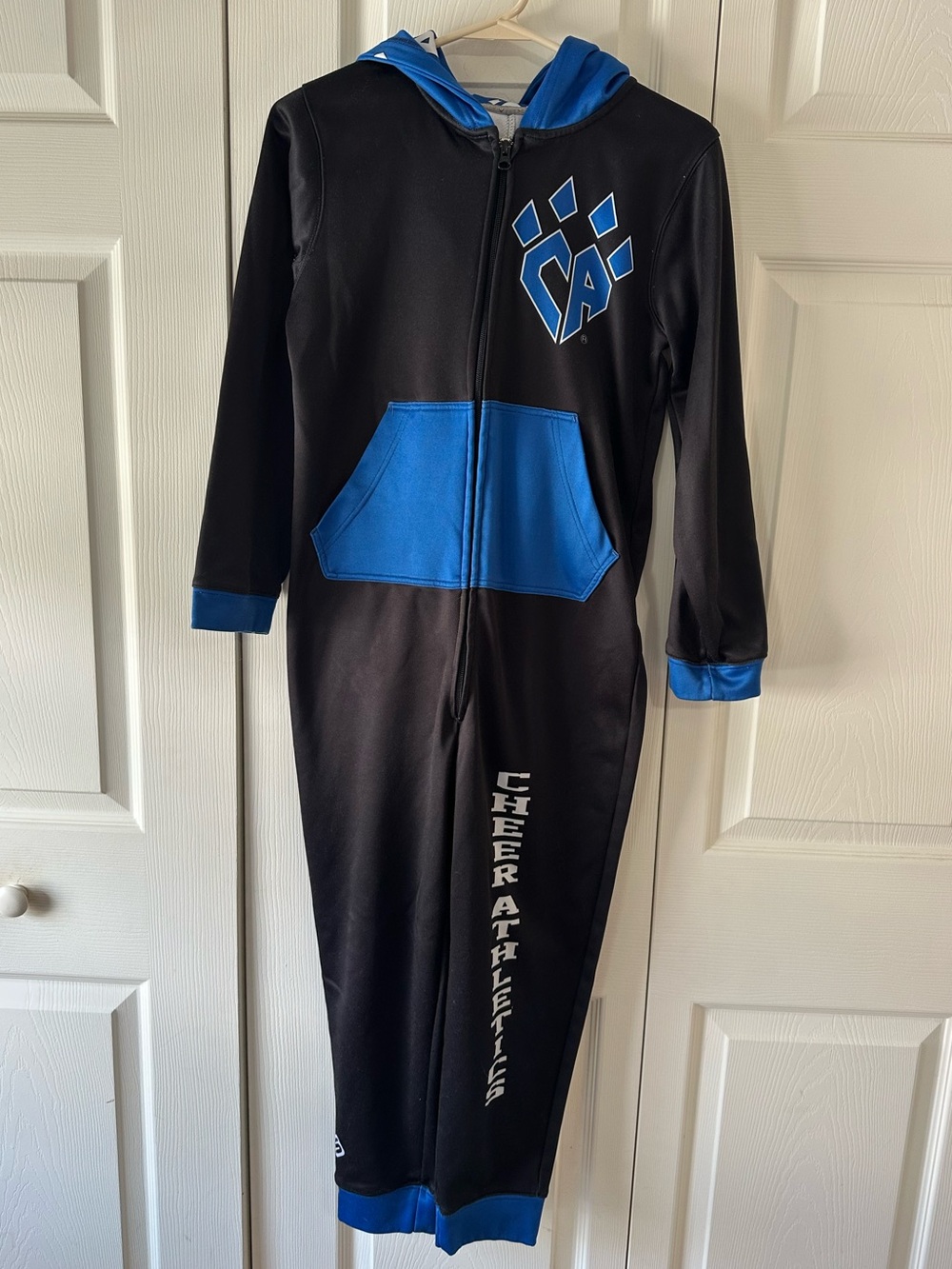 CA Cheer Athletics Black and Blue Kids Hooded Bodysuit Pajamas